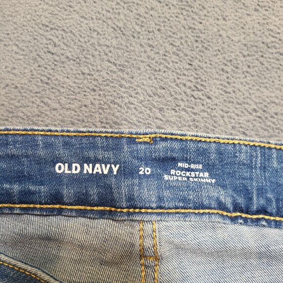 NWT Old Navy Jeans Womens 20 Blue Rockstar Super Skinny Distressed Denim Stretch - Picture 3 of 11
